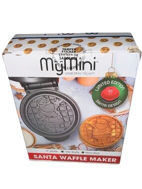 NWT’s MyMini Santa Claus Holiday Waffle Maker - White & Red Holiday Design 550Ws